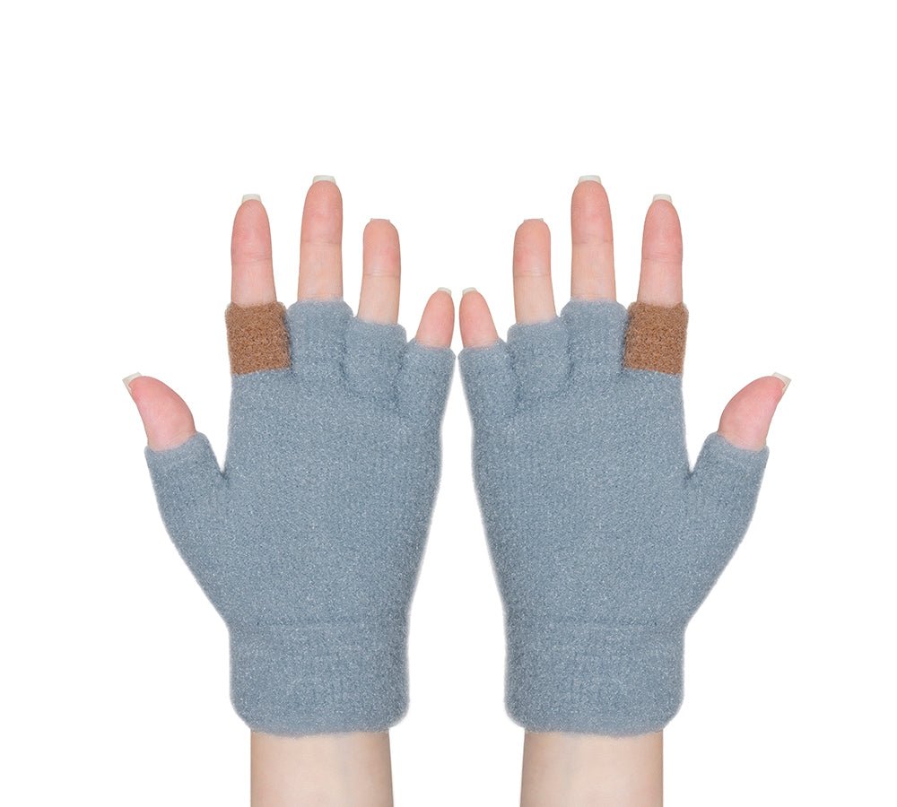Fingerless Ultra Plush Knit Ewe Gloves - Gloves - Blue - One Size - Uggoutlet