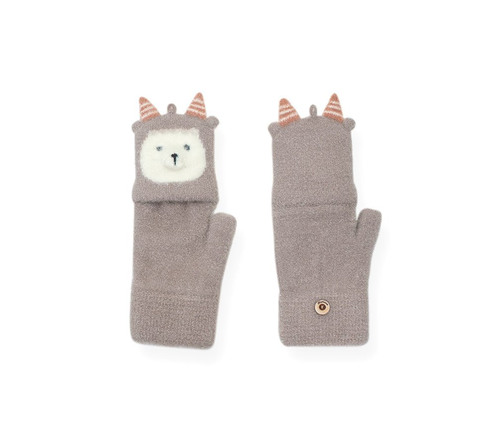 Fingerless Ultra Plush Knit Ewe Gloves - Gloves - Brown - One Size - Uggoutlet