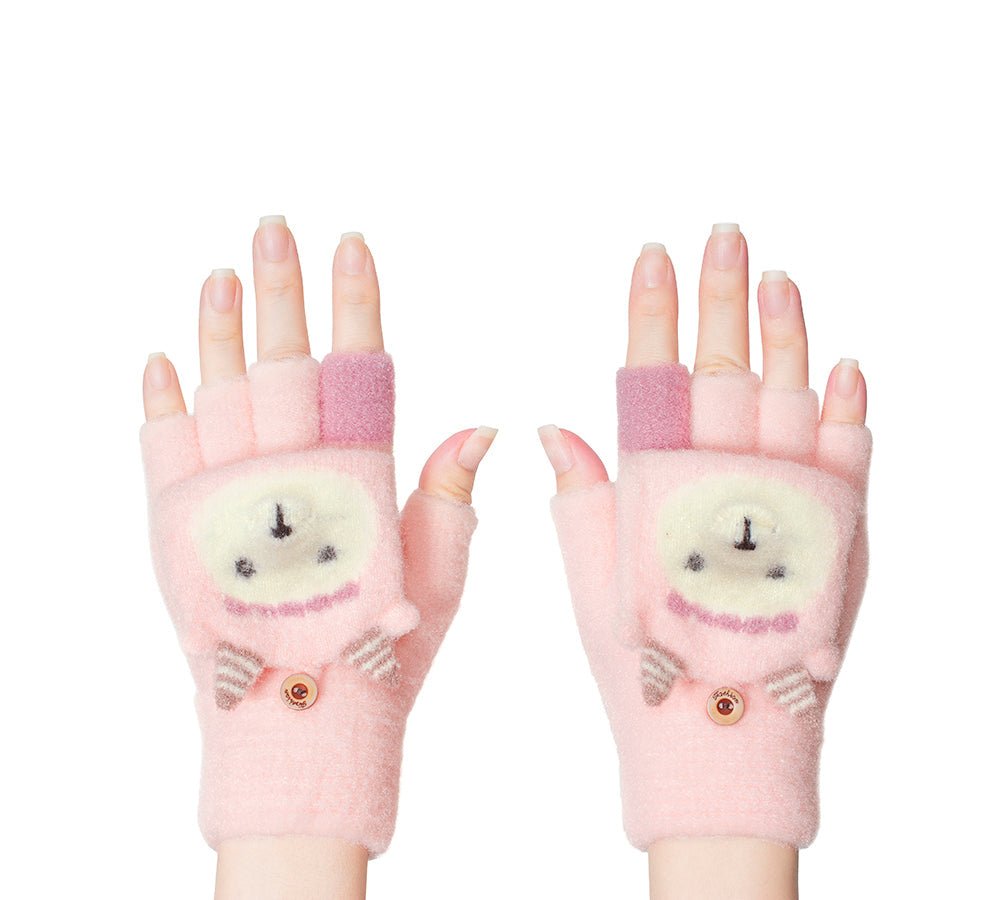 Fingerless Ultra Plush Knit Ewe Gloves - Gloves - Light Pink - One Size - Uggoutlet