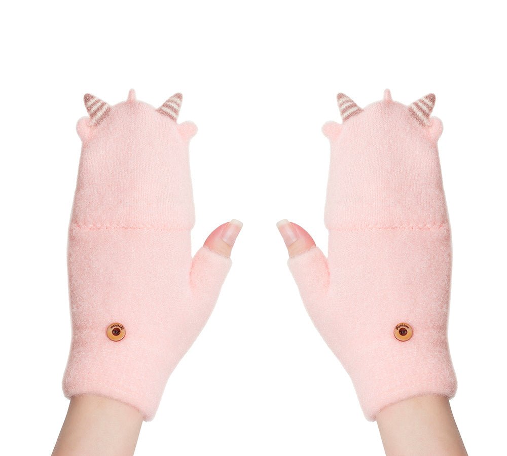Fingerless Ultra Plush Knit Ewe Gloves - Gloves - Light Pink - One Size - Uggoutlet