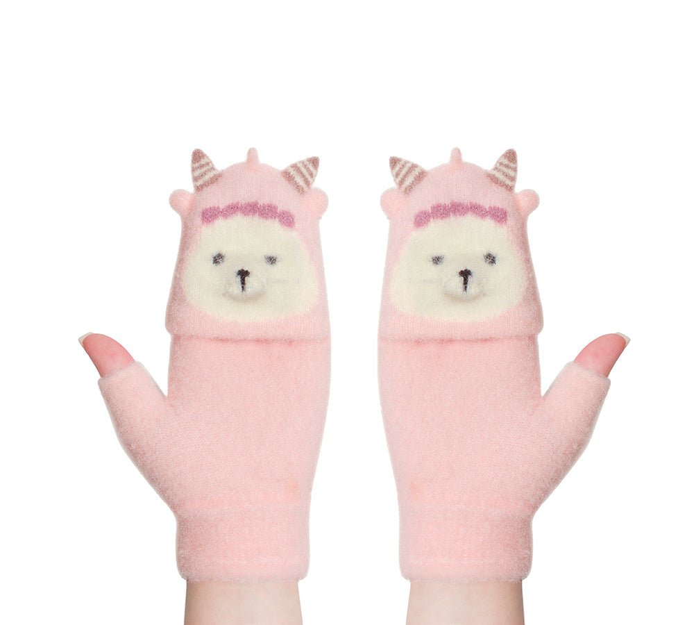Fingerless Ultra Plush Knit Ewe Gloves - Gloves - Light Pink - One Size - Uggoutlet