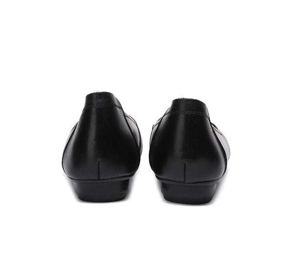 Flats - All-Black Leather Women Ballet Flat Fern