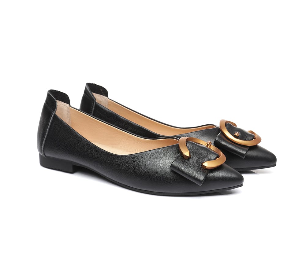 Flats - Pari Pointed Toe Ballet Flat With Metal Buckle Décor