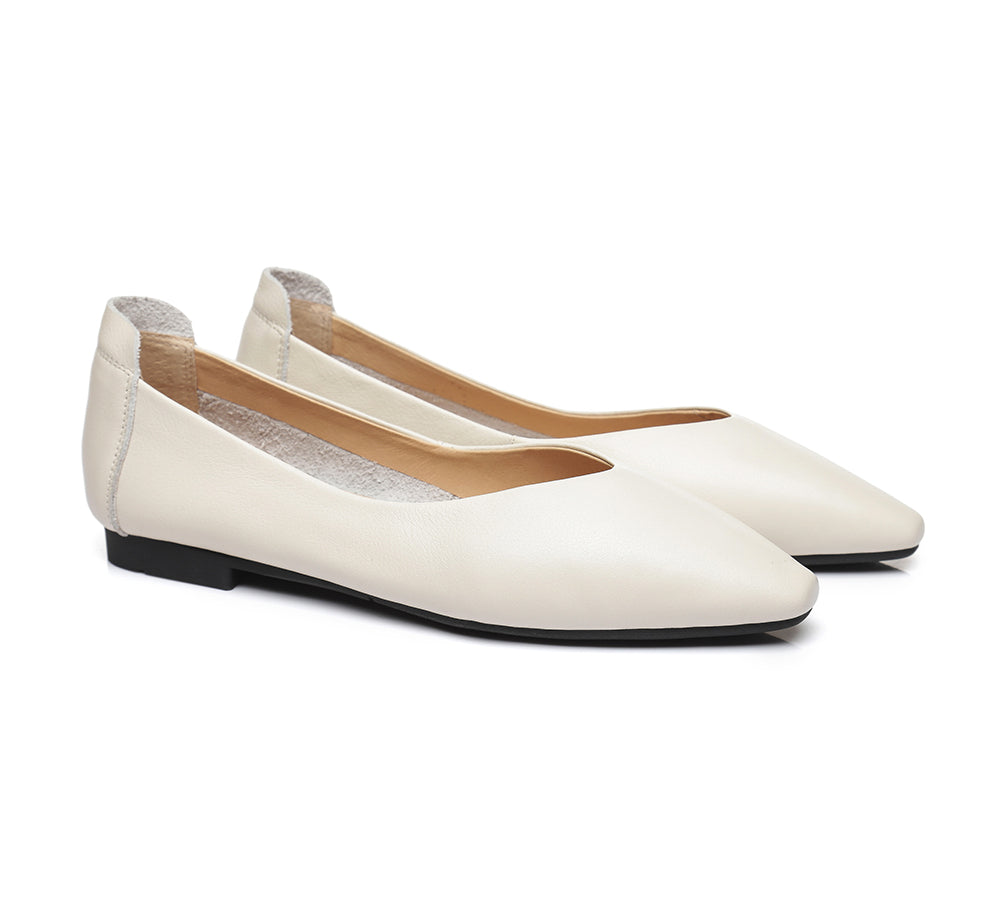 Flats - Pointed Toe Leather Ballet Flats Women Everly