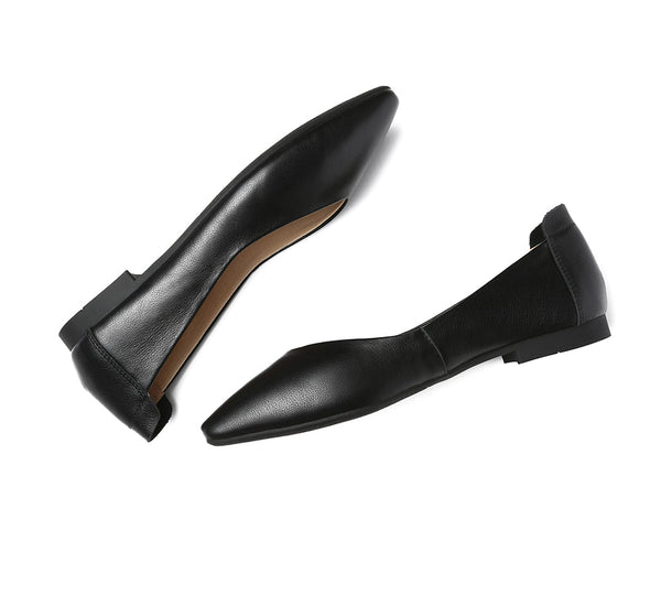 Flats - Pointed Toe Leather Ballet Flats Women Everly