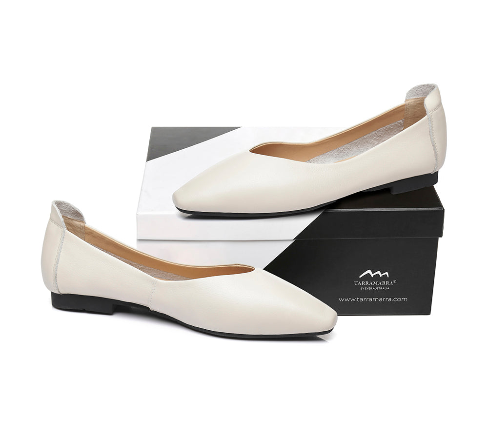 Flats - Pointed Toe Leather Ballet Flats Women Everly