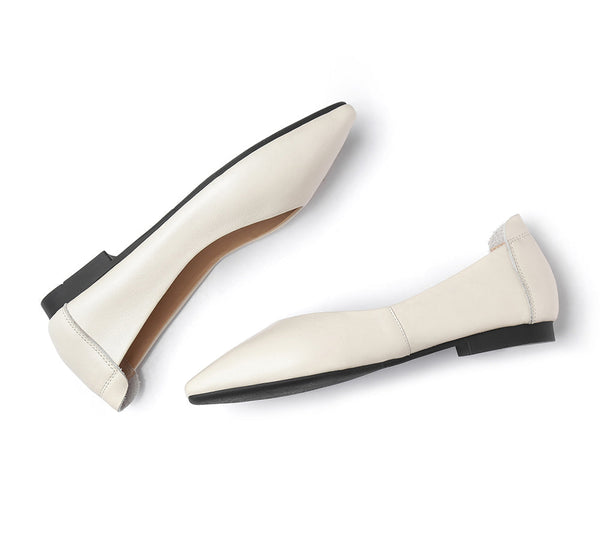Flats - Pointed Toe Leather Ballet Flats Women Everly