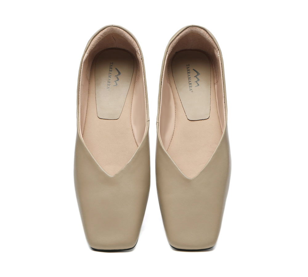 Flats - Square Toe Leather Ballet Flats Women Libera