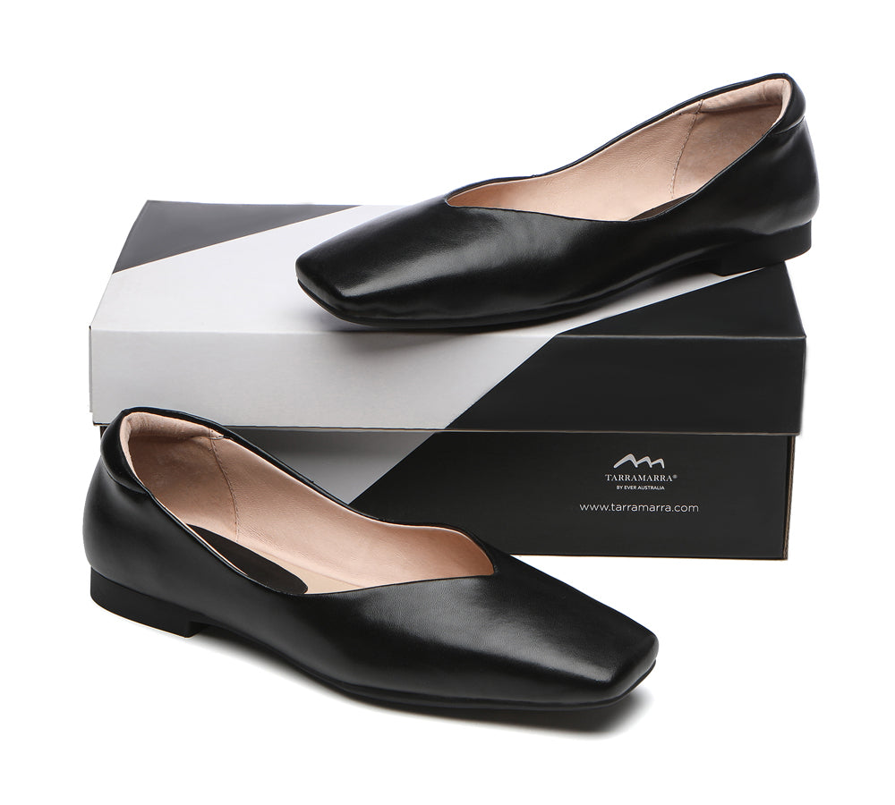 Flats - Square Toe Leather Ballet Flats Women Libera