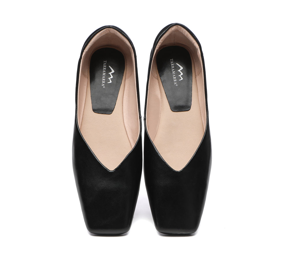 Flats - Square Toe Leather Ballet Flats Women Libera