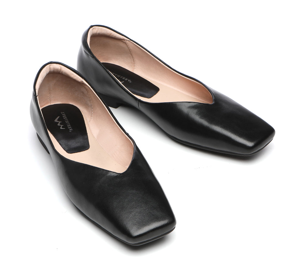 Flats - Square Toe Leather Ballet Flats Women Libera