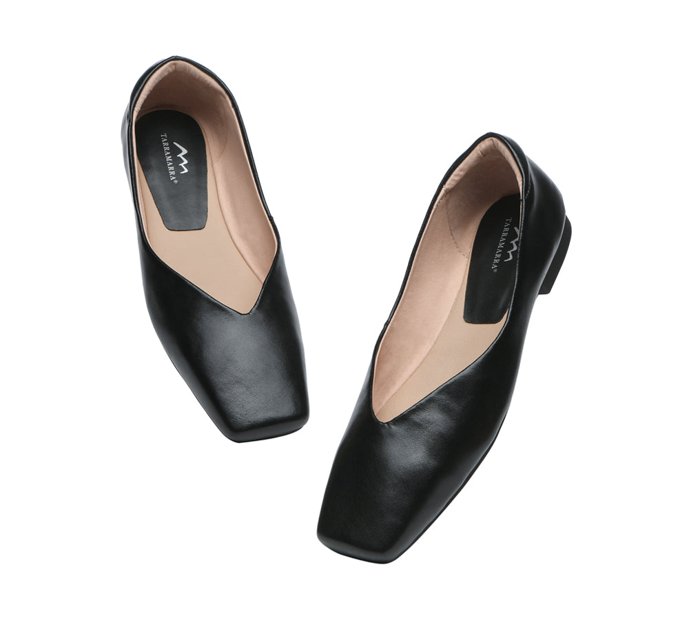 Flats - Square Toe Leather Ballet Flats Women Libera