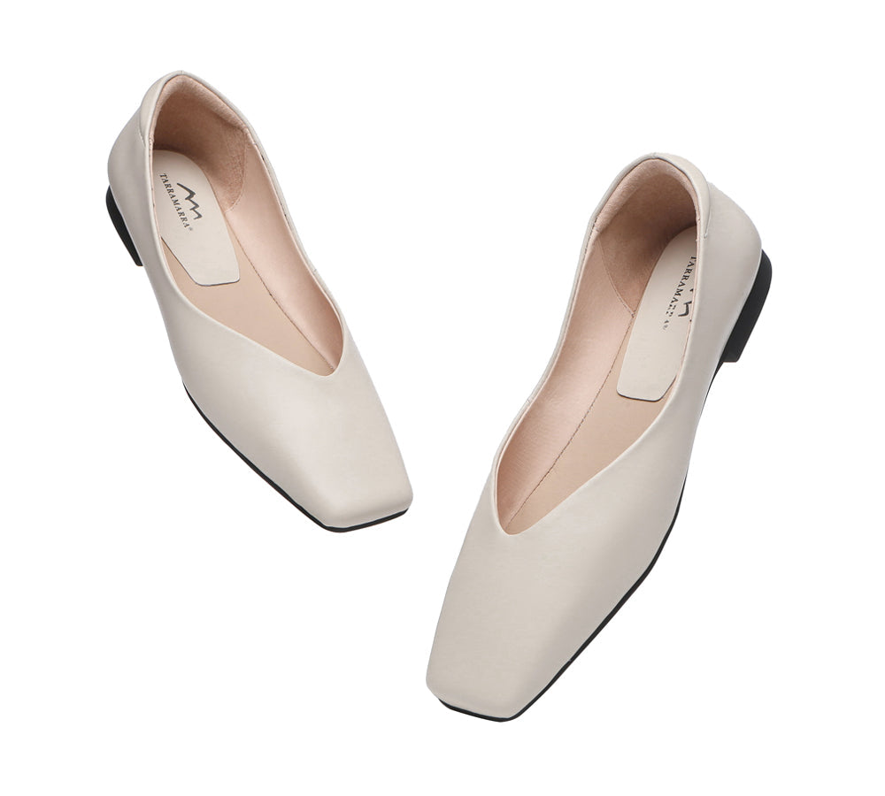 Flats - Square Toe Leather Ballet Flats Women Libera