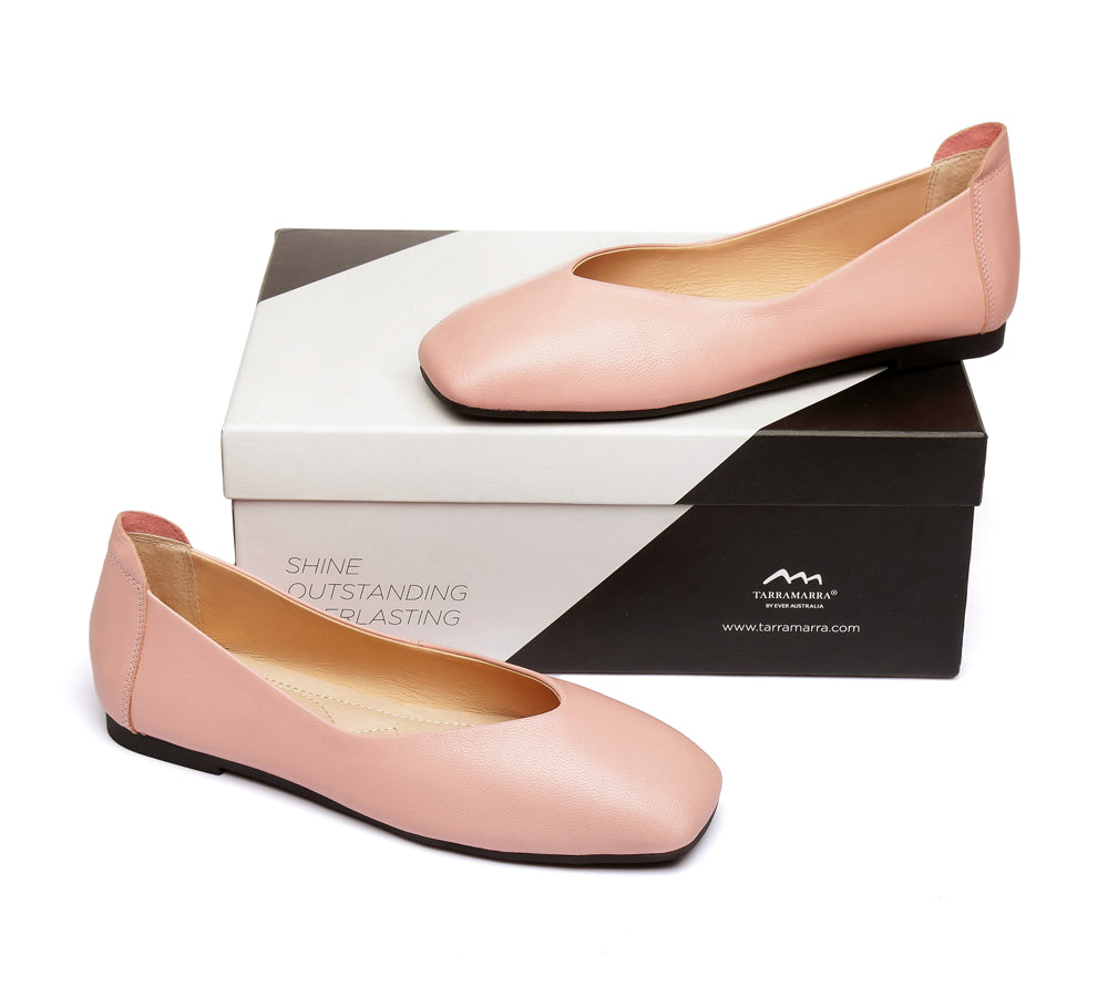 Flats - Square Toe Leather Ballet Flats Women Linda