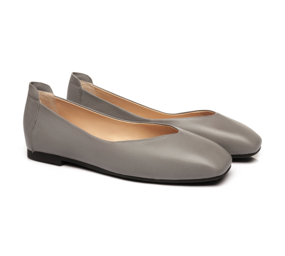 Flats - Square Toe Leather Ballet Flats Women Linda