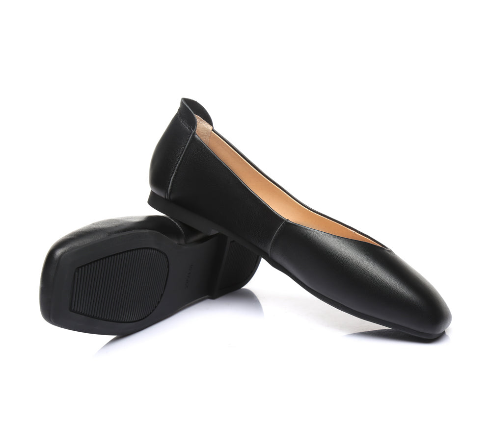 Flats - Square Toe Leather Ballet Flats Women Linda