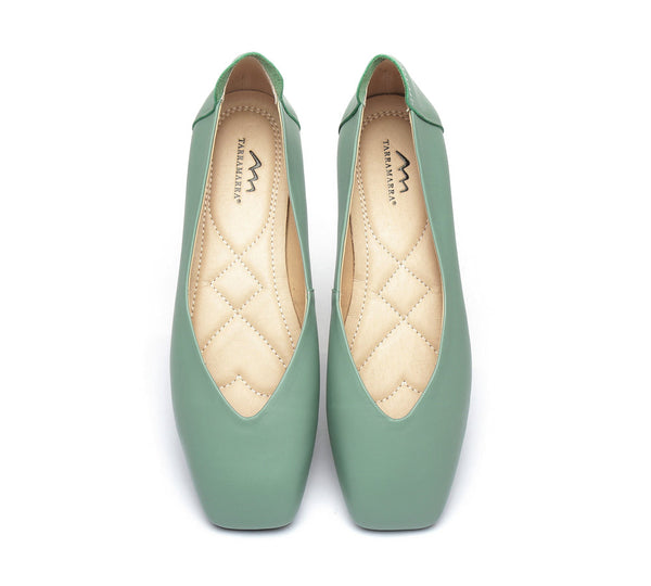 Flats - Square Toe Leather Ballet Flats Women Linda