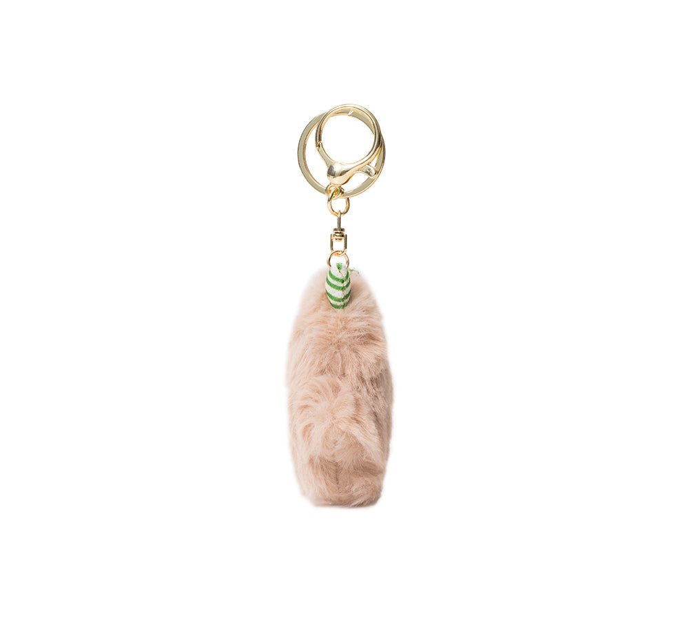 Fluffy Cute Cylin Keyring - keyring - Khaki - One Size - Uggoutlet