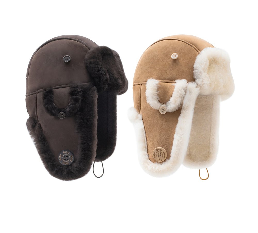 Fluffy Sheepskin Wool Adjustable Bucket Theo Hat - Hats - Chestnut - M - Uggoutlet