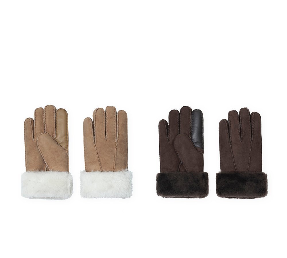 Fluffy Sheepskin Wool Adjustable Strap Buckle Gloves Shea - Gloves - Chestnut - S - Uggoutlet