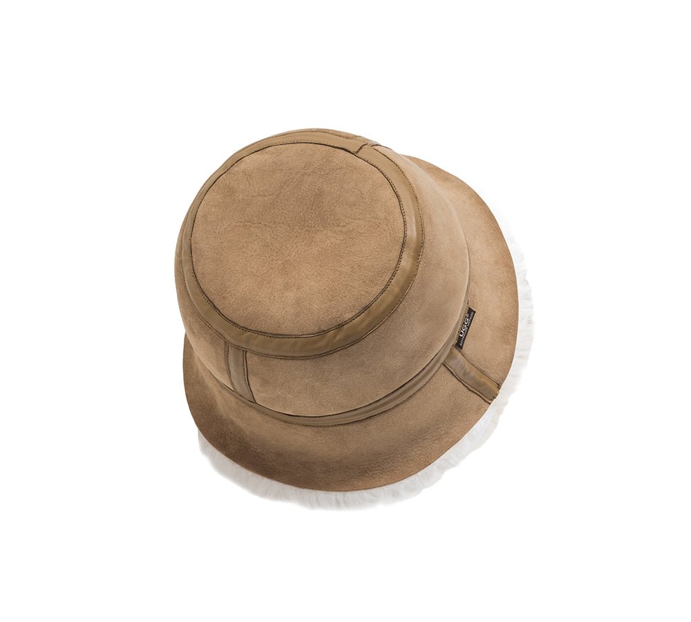 Fluffy Sheepskin Wool Bucket Patchwork Hat - Hats - Chestnut - M - Uggoutlet