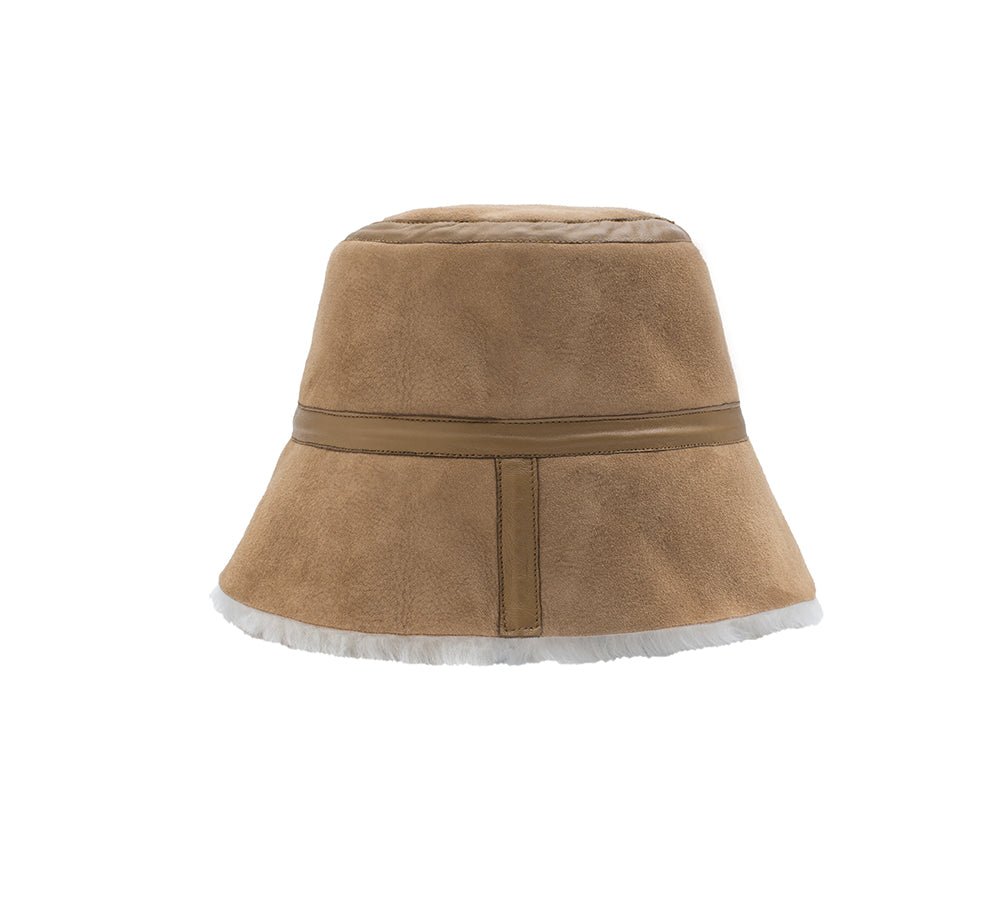 Fluffy Sheepskin Wool Bucket Patchwork Hat - Hats - Chestnut - M - Uggoutlet