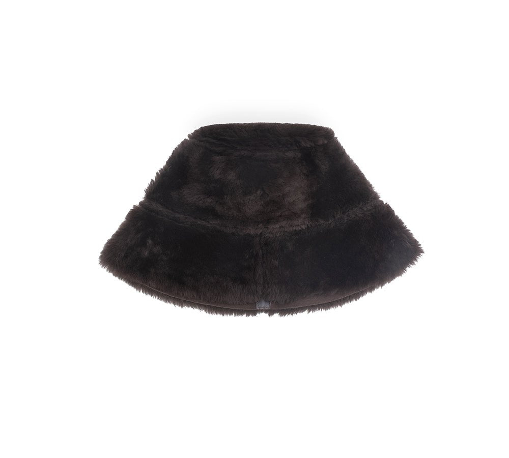 Fluffy Sheepskin Wool Bucket Patchwork Hat - Hats - Chocolate - M - Uggoutlet