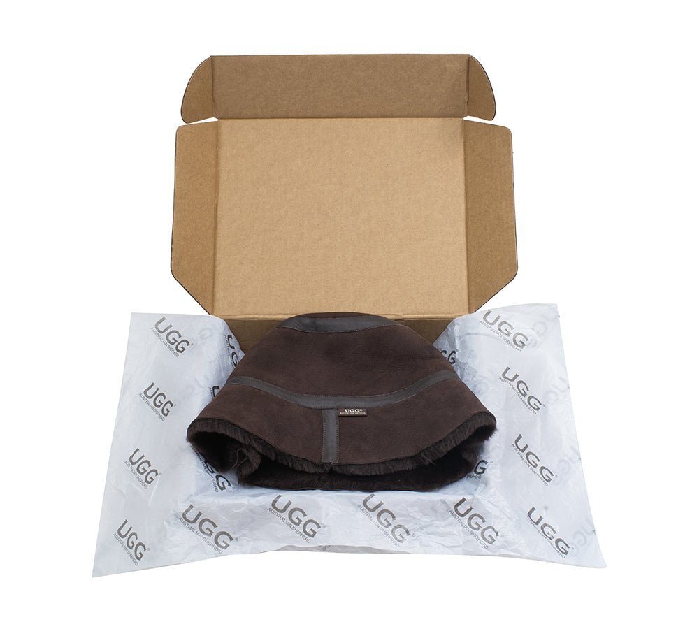 Fluffy Sheepskin Wool Bucket Patchwork Hat - Hats - Chocolate - M - Uggoutlet
