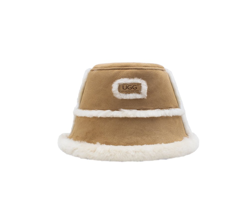Fluffy Sheepskin Wool Bucket Stacea Hat - Hats - Chestnut - M - Uggoutlet