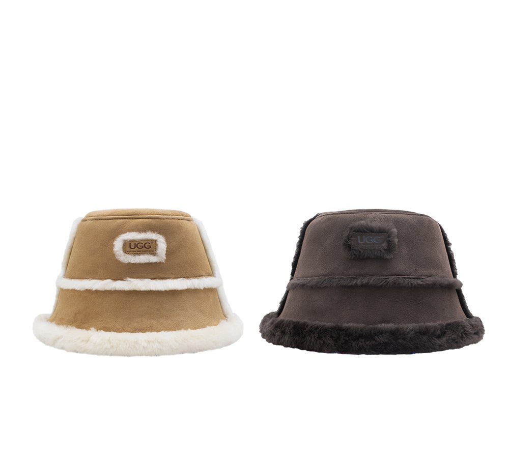 Fluffy Sheepskin Wool Bucket Stacea Hat - Hats - Chestnut - M - Uggoutlet