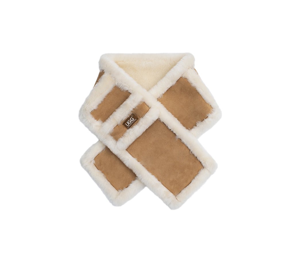 Fluffy Sheepskin Wool Shearling Lined Scarf Puni - Scarf - Chestnut - One Size - Uggoutlet