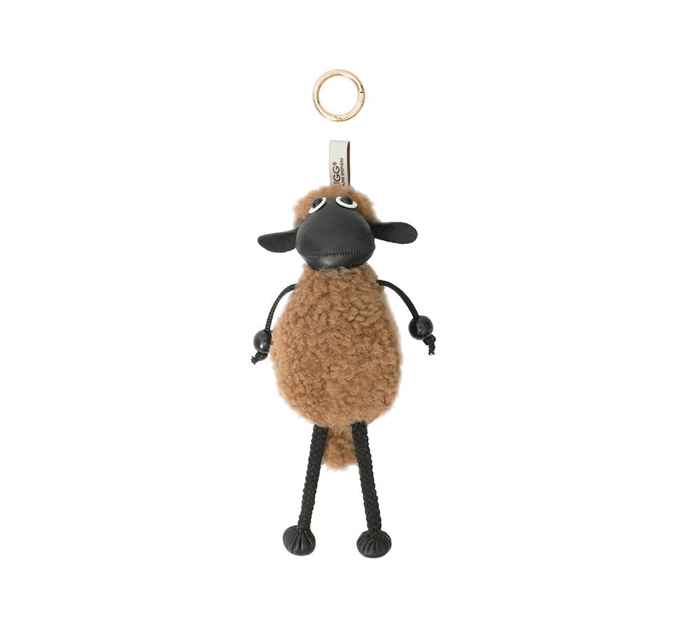 Fluffy Sheepskin Wool Sheep Keyrings - keyring - Brown - One Size - Uggoutlet