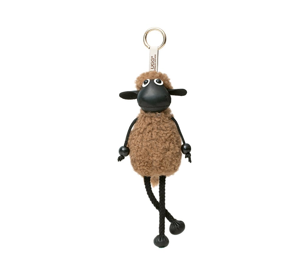 Fluffy Sheepskin Wool Sheep Keyrings - keyring - Brown - One Size - Uggoutlet