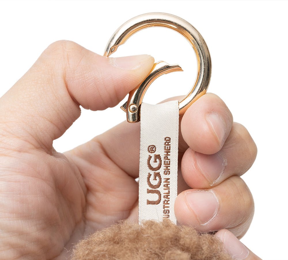 Fluffy Sheepskin Wool Sheep Keyrings - keyring - Brown - One Size - Uggoutlet