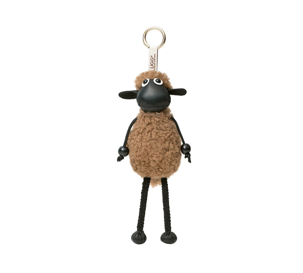 Fluffy Sheepskin Wool Sheep Keyrings - keyring - Brown - One Size - Uggoutlet