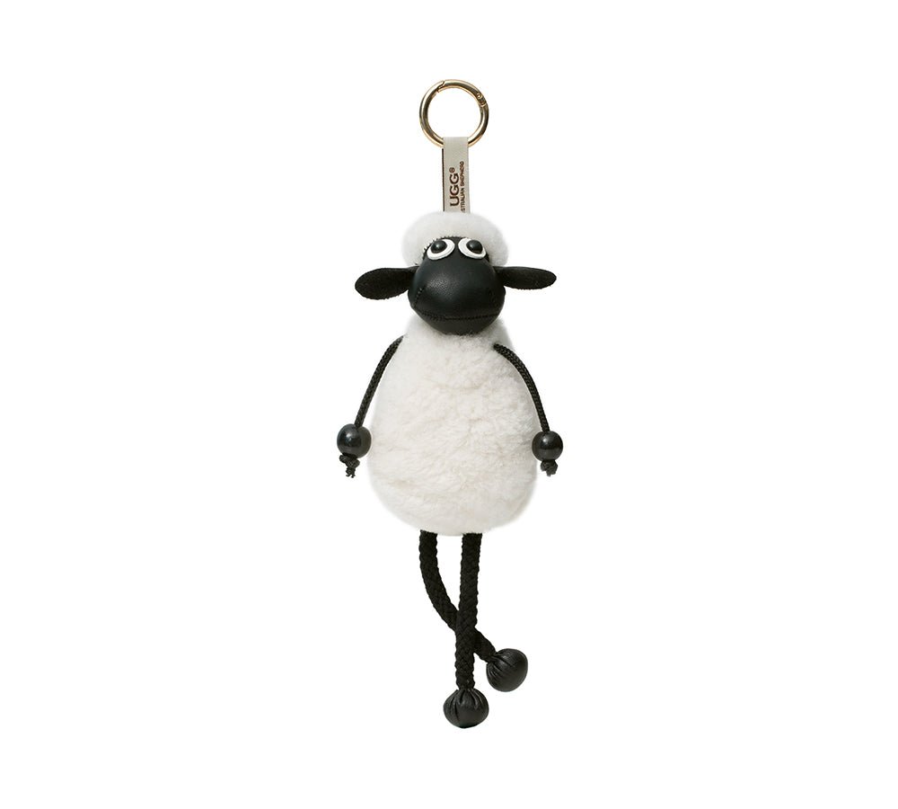 Fluffy Sheepskin Wool Sheep Keyrings - keyring - Cream - One Size - Uggoutlet