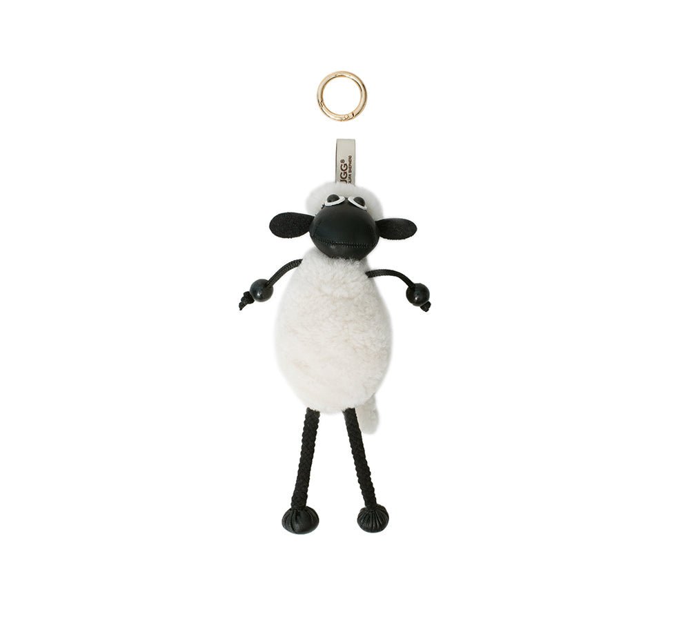 Fluffy Sheepskin Wool Sheep Keyrings - keyring - Cream - One Size - Uggoutlet