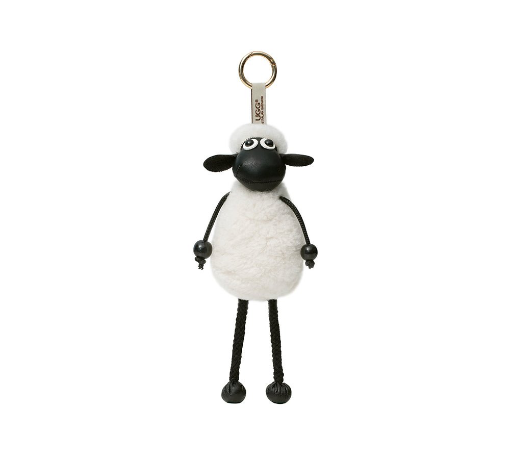 Fluffy Sheepskin Wool Sheep Keyrings - keyring - Cream - One Size - Uggoutlet