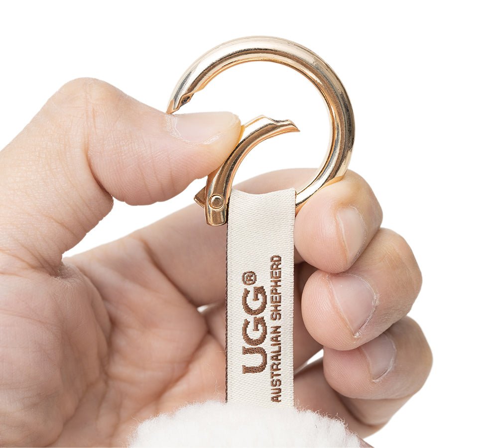 Fluffy Sheepskin Wool Sheep Keyrings - keyring - Cream - One Size - Uggoutlet