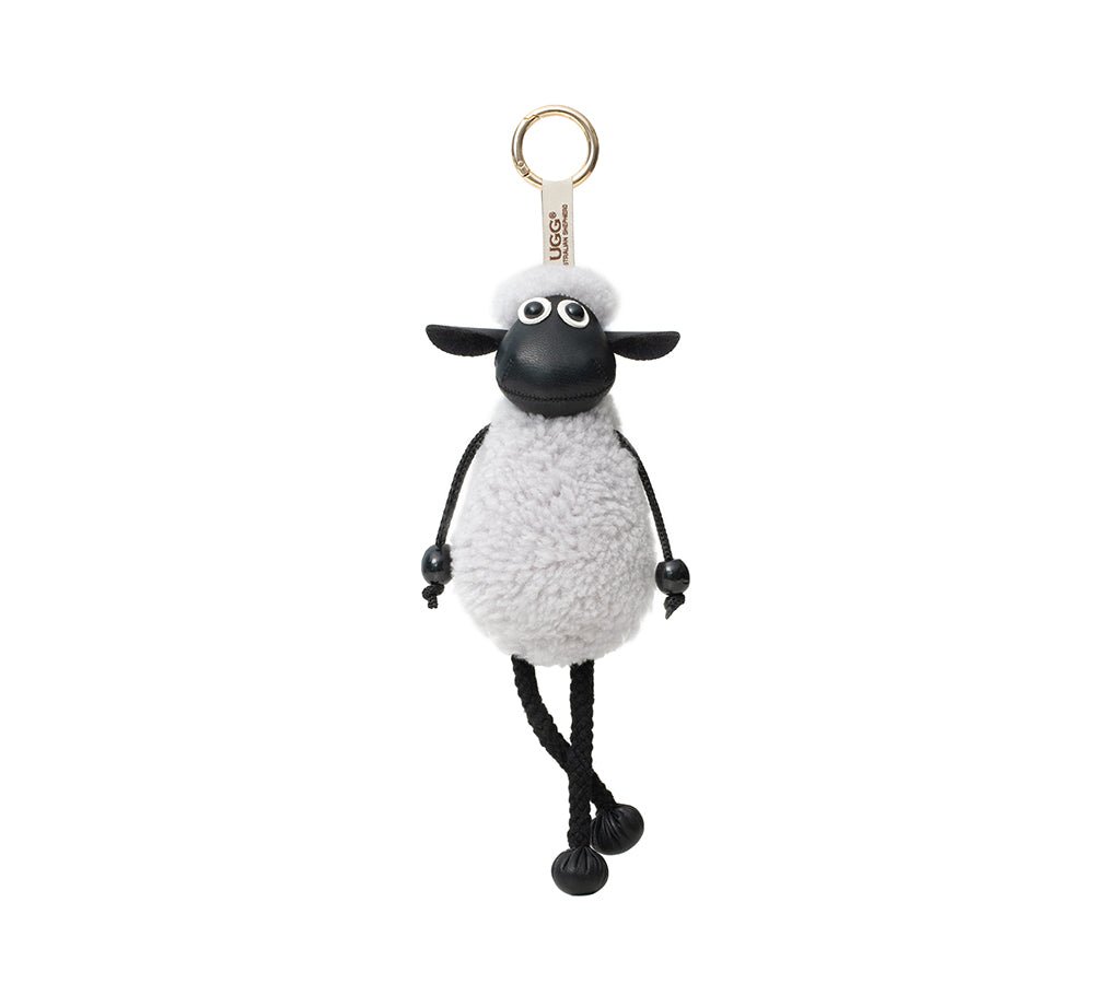 Fluffy Sheepskin Wool Sheep Keyrings - keyring - Grey - One Size - Uggoutlet
