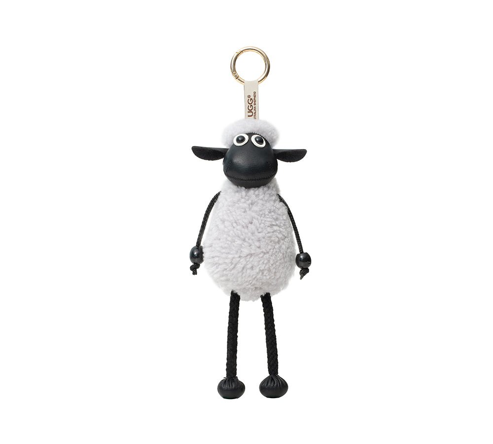 Fluffy Sheepskin Wool Sheep Keyrings - keyring - Grey - One Size - Uggoutlet