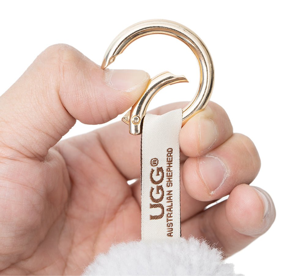 Fluffy Sheepskin Wool Sheep Keyrings - keyring - Grey - One Size - Uggoutlet