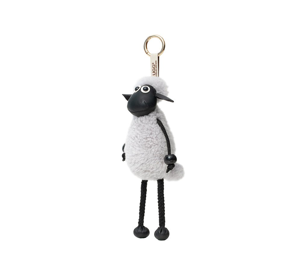 Fluffy Sheepskin Wool Sheep Keyrings - keyring - Grey - One Size - Uggoutlet