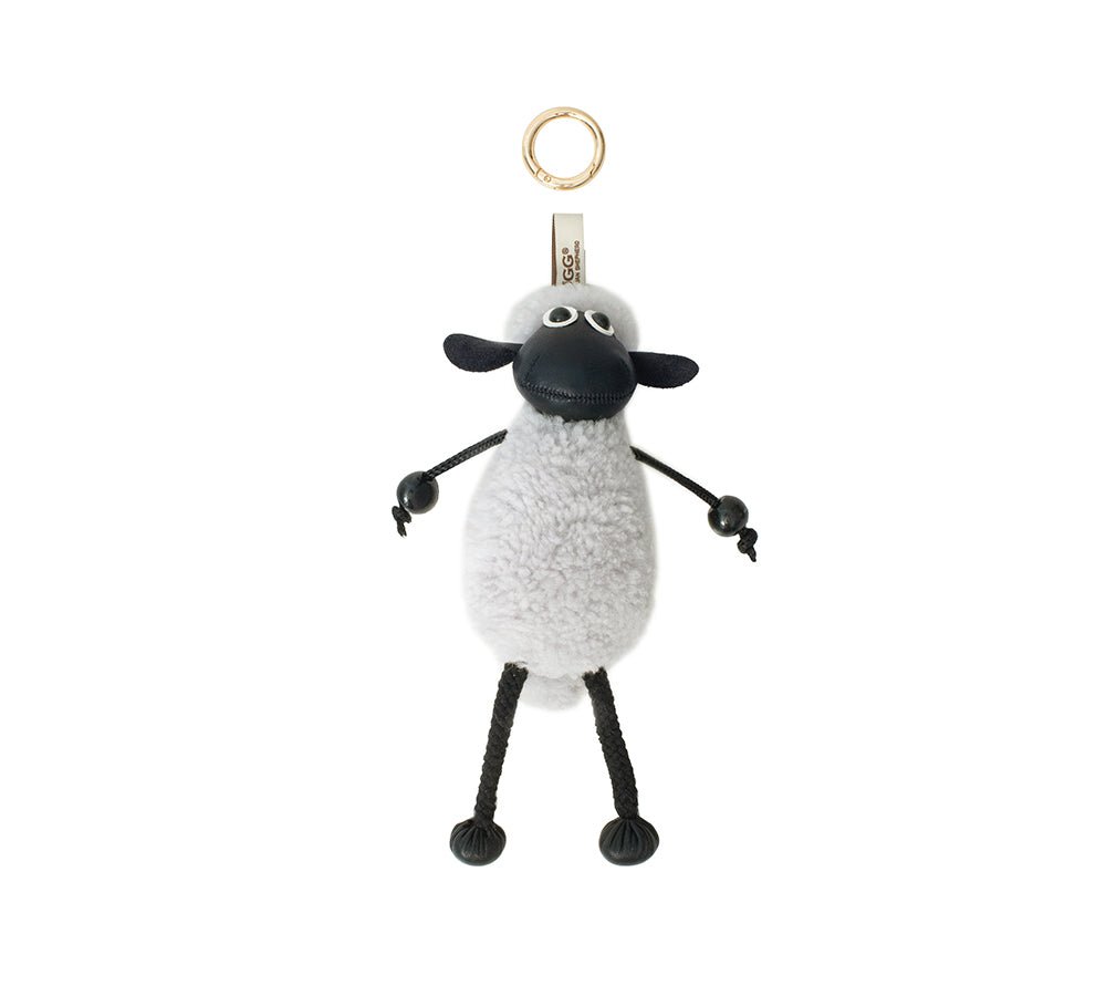 Fluffy Sheepskin Wool Sheep Keyrings - keyring - Grey - One Size - Uggoutlet