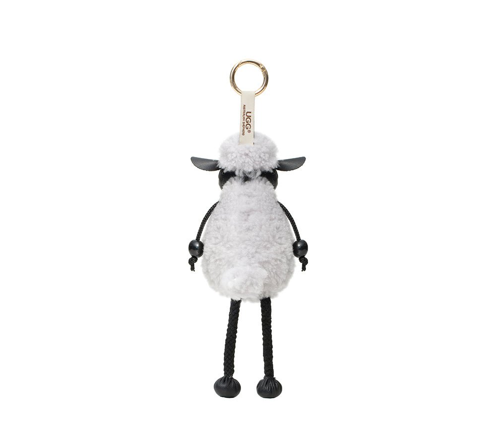 Fluffy Sheepskin Wool Sheep Keyrings - keyring - Grey - One Size - Uggoutlet