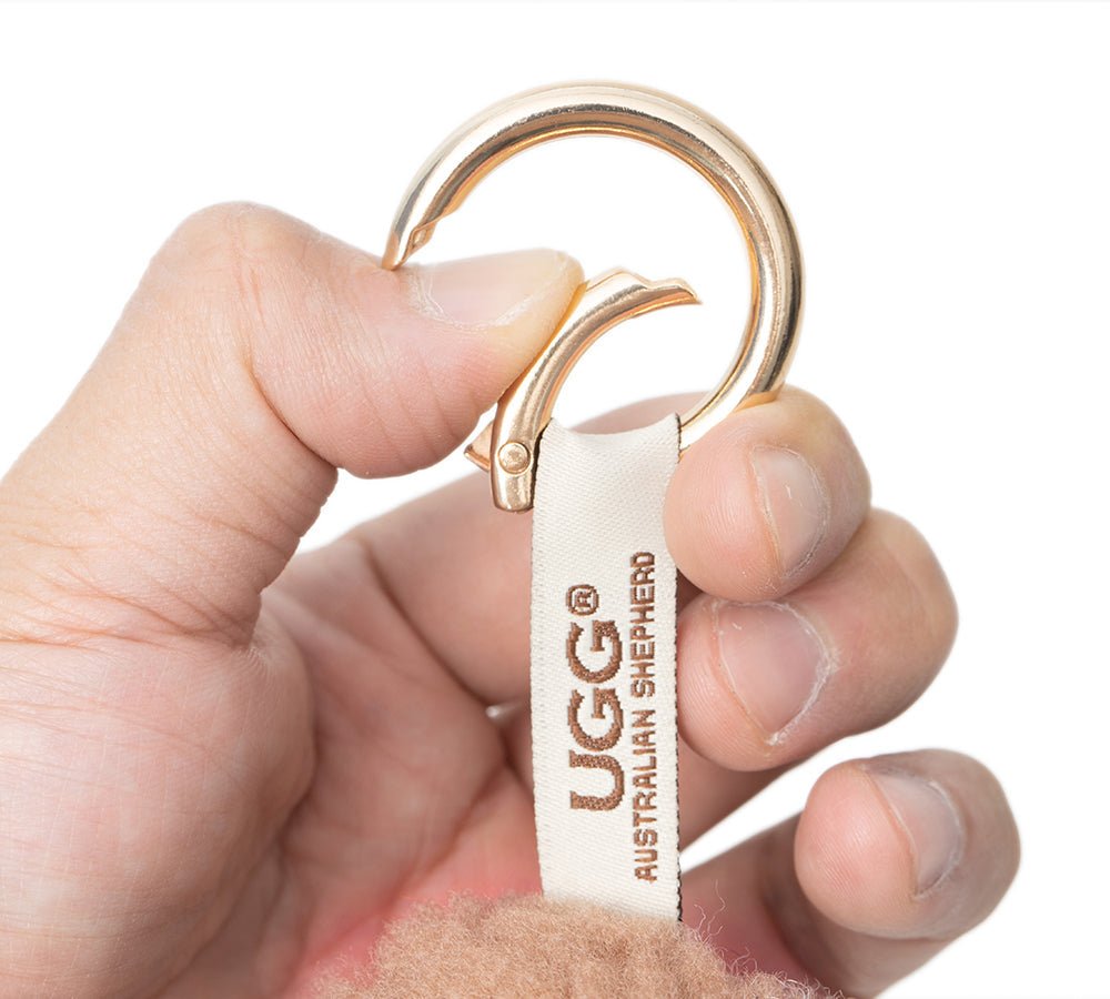 Fluffy Sheepskin Wool Sheep Keyrings - keyring - Latte - One Size - Uggoutlet