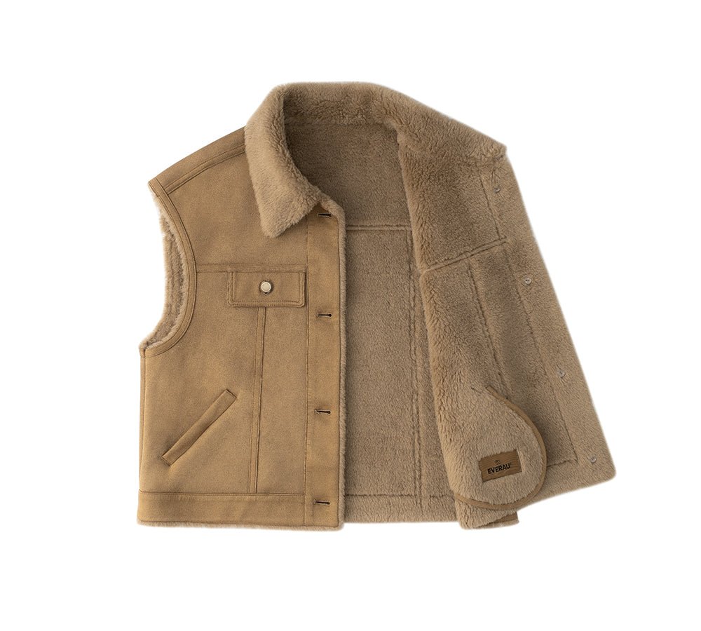 Fluffy Sheepskin Wool Sleeveless Vest Warda - Vest - Chestnut - S - Uggoutlet