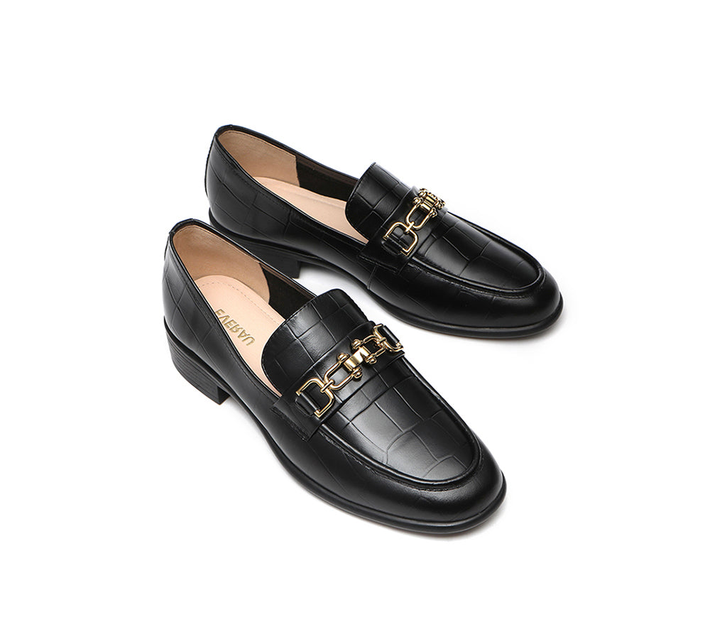Heels - Leather Low Block Heels Women Katia