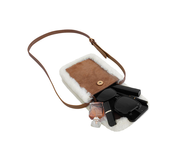 Women Fluffy Wool Over Shoulder Cleo Bag