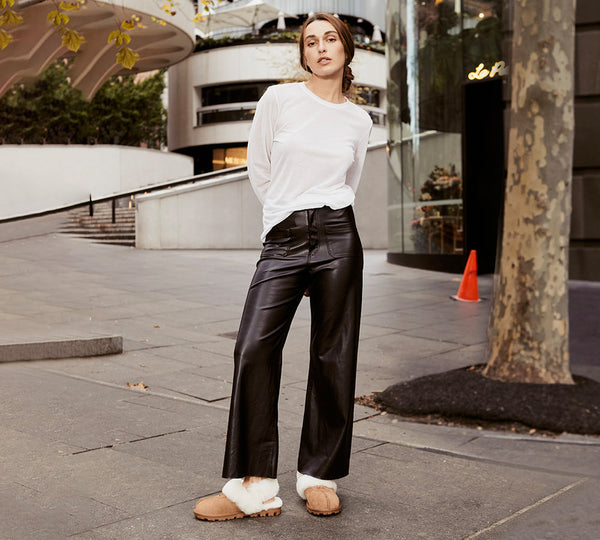 AUSTRALIAN SHEPHERD® 3-Way Style UGG Women Slippers Removable Wool Fluffy Strap Slingback Waffle UGG AUSTRALIAN SHEPHERD